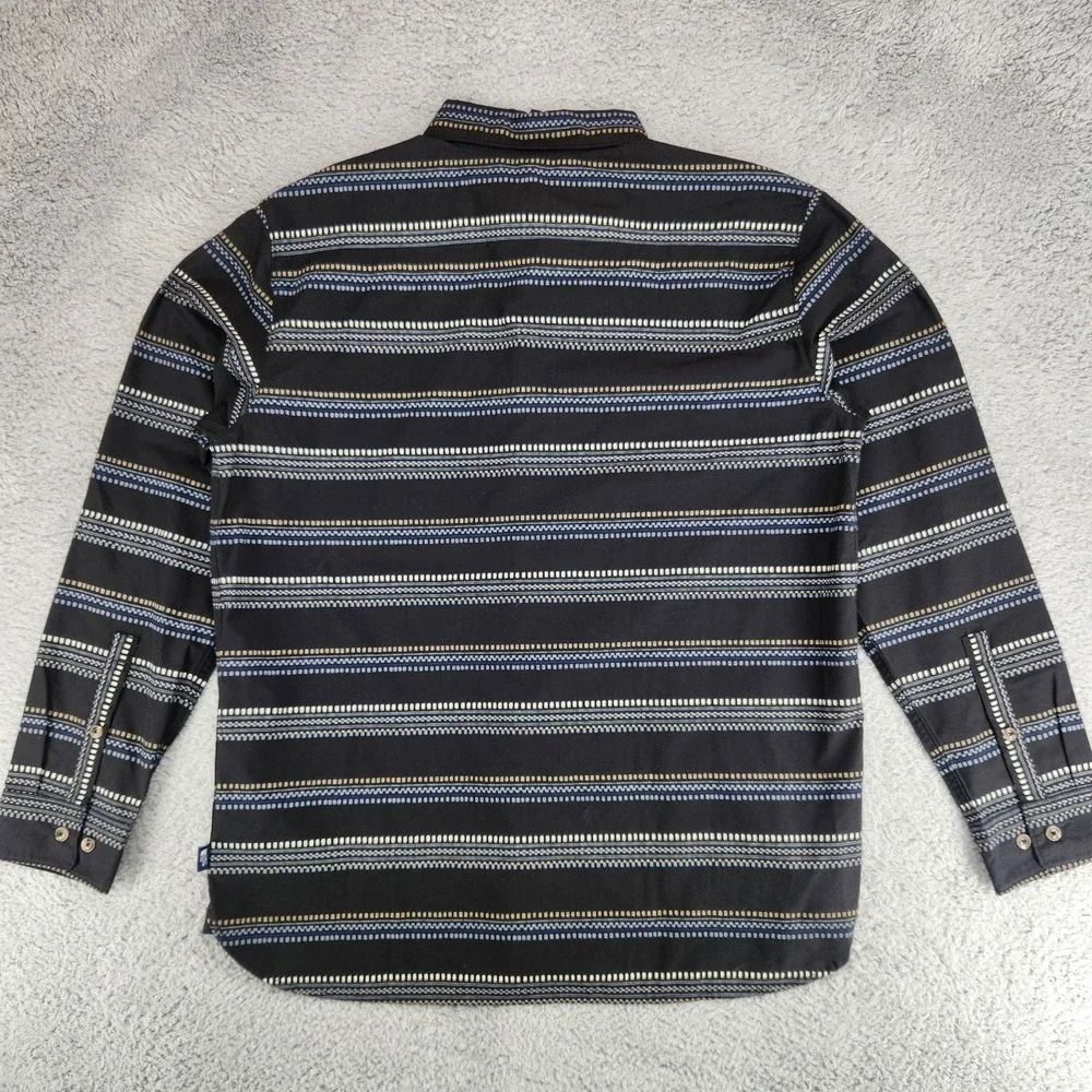The North Face Slate Woven Long Sleeve Button Up Shirt Mens L Black Aztec Stripe